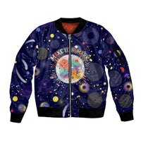 Dot Day Make Your Mark Sleeve Zip Bomber Jacket Colorful Celestial Watercolor Circles And Swirling Polka Dots