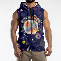 Dot Day Make Your Mark Sleeveless Zip Hoodie Colorful Celestial Watercolor Circles And Swirling Polka Dots