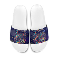 Dot Day Make Your Mark Slide Sandals Colorful Celestial Watercolor Circles And Swirling Polka Dots