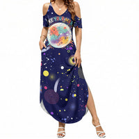 Dot Day Make Your Mark Summer Maxi Dress Colorful Celestial Watercolor Circles And Swirling Polka Dots