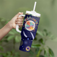 Dot Day Make Your Mark Tumbler With Handle Colorful Celestial Watercolor Circles And Swirling Polka Dots