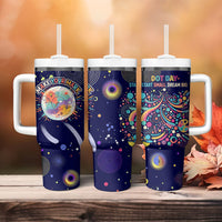 Dot Day Make Your Mark Tumbler With Handle Colorful Celestial Watercolor Circles And Swirling Polka Dots