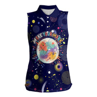 Dot Day Make Your Mark Women Sleeveless Polo Shirt Colorful Celestial Watercolor Circles And Swirling Polka Dots