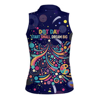 Dot Day Make Your Mark Women Sleeveless Polo Shirt Colorful Celestial Watercolor Circles And Swirling Polka Dots