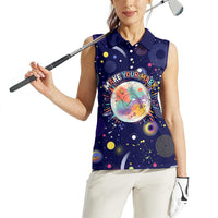 Dot Day Make Your Mark Women Sleeveless Polo Shirt Colorful Celestial Watercolor Circles And Swirling Polka Dots