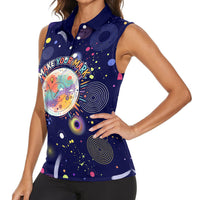 Dot Day Make Your Mark Women Sleeveless Polo Shirt Colorful Celestial Watercolor Circles And Swirling Polka Dots