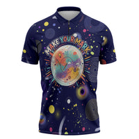 Dot Day Make Your Mark Zipper Polo Shirt Colorful Celestial Watercolor Circles And Swirling Polka Dots