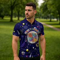 Dot Day Make Your Mark Zipper Polo Shirt Colorful Celestial Watercolor Circles And Swirling Polka Dots