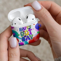 Happy Dot Day AirPods Case Colorful Swirling Polka Dots and Whimsical Smiley Flowers