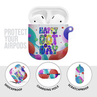 Happy Dot Day AirPods Case Colorful Swirling Polka Dots and Whimsical Smiley Flowers