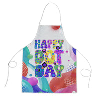 Happy Dot Day Apron Colorful Swirling Polka Dots and Whimsical Smiley Flowers