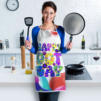 Happy Dot Day Apron Colorful Swirling Polka Dots and Whimsical Smiley Flowers