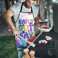 Happy Dot Day Apron Colorful Swirling Polka Dots and Whimsical Smiley Flowers