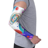 Happy Dot Day Arm Sleeves Colorful Swirling Polka Dots and Whimsical Smiley Flowers