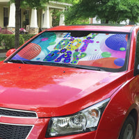 Happy Dot Day Auto Sun Shade Colorful Swirling Polka Dots and Whimsical Smiley Flowers