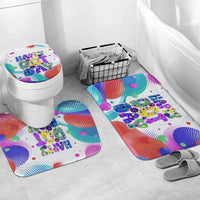 Happy Dot Day Bathroom Set Colorful Swirling Polka Dots and Whimsical Smiley Flowers