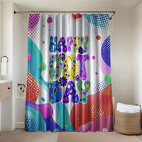 Happy Dot Day Bathroom Set Colorful Swirling Polka Dots and Whimsical Smiley Flowers