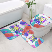 Happy Dot Day Bathroom Set Colorful Swirling Polka Dots and Whimsical Smiley Flowers