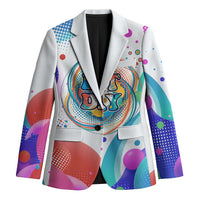 Happy Dot Day Blazer Colorful Swirling Polka Dots and Whimsical Smiley Flowers