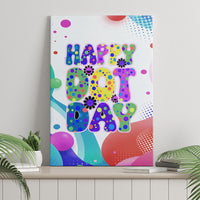 Happy Dot Day Canvas Wall Art Colorful Swirling Polka Dots and Whimsical Smiley Flowers