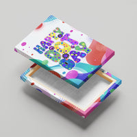 Happy Dot Day Canvas Wall Art Colorful Swirling Polka Dots and Whimsical Smiley Flowers