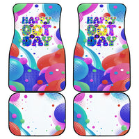 Happy Dot Day Car Mats Colorful Swirling Polka Dots and Whimsical Smiley Flowers