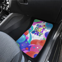 Happy Dot Day Car Mats Colorful Swirling Polka Dots and Whimsical Smiley Flowers