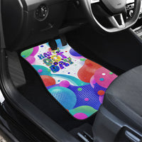 Happy Dot Day Car Mats Colorful Swirling Polka Dots and Whimsical Smiley Flowers
