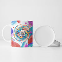 Happy Dot Day Ceramic Mug Colorful Swirling Polka Dots and Whimsical Smiley Flowers