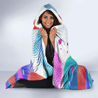 Happy Dot Day Hooded Blanket Colorful Swirling Polka Dots and Whimsical Smiley Flowers