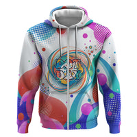Happy Dot Day Hoodie Colorful Swirling Polka Dots and Whimsical Smiley Flowers