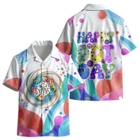 Happy Dot Day Kid Hawaiian Shirt Colorful Swirling Polka Dots and Whimsical Smiley Flowers
