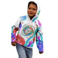 Happy Dot Day Kid Hoodie Colorful Swirling Polka Dots and Whimsical Smiley Flowers