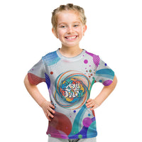 Happy Dot Day Kid T Shirt Colorful Swirling Polka Dots and Whimsical Smiley Flowers