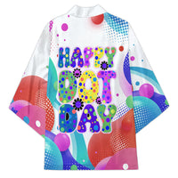 Happy Dot Day Kimono Colorful Swirling Polka Dots and Whimsical Smiley Flowers