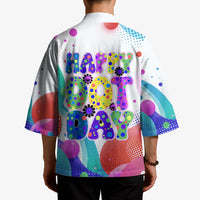 Happy Dot Day Kimono Colorful Swirling Polka Dots and Whimsical Smiley Flowers