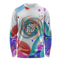 Happy Dot Day Long Sleeve Shirt Colorful Swirling Polka Dots and Whimsical Smiley Flowers