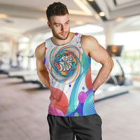 Happy Dot Day Men Tank Top Colorful Swirling Polka Dots and Whimsical Smiley Flowers