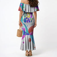 Happy Dot Day Mermaid Dress Colorful Swirling Polka Dots and Whimsical Smiley Flowers