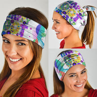 Happy Dot Day Neck Gaiter Colorful Swirling Polka Dots and Whimsical Smiley Flowers