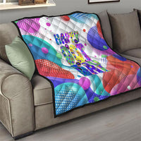 Happy Dot Day Quilt Colorful Swirling Polka Dots and Whimsical Smiley Flowers