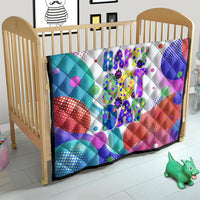 Happy Dot Day Quilt Colorful Swirling Polka Dots and Whimsical Smiley Flowers