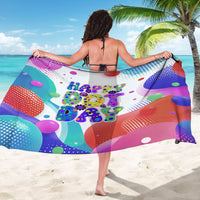 Happy Dot Day Sarong Colorful Swirling Polka Dots and Whimsical Smiley Flowers