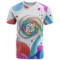 Happy Dot Day T Shirt Colorful Swirling Polka Dots and Whimsical Smiley Flowers