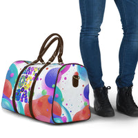Happy Dot Day Travel Bag Colorful Swirling Polka Dots and Whimsical Smiley Flowers