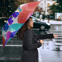 Happy Dot Day Umbrella Colorful Swirling Polka Dots and Whimsical Smiley Flowers