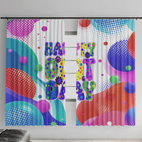 Happy Dot Day Window Curtain Colorful Swirling Polka Dots and Whimsical Smiley Flowers