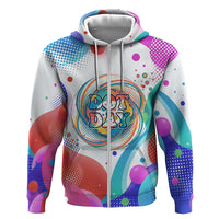Happy Dot Day Zip Hoodie Colorful Swirling Polka Dots and Whimsical Smiley Flowers