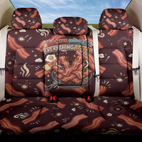 International Bacon Day Back Car Seat Cover Retro Bacon Pattern With Sizzling Skillet Graphic