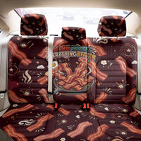 International Bacon Day Back Car Seat Cover Retro Bacon Pattern With Sizzling Skillet Graphic
